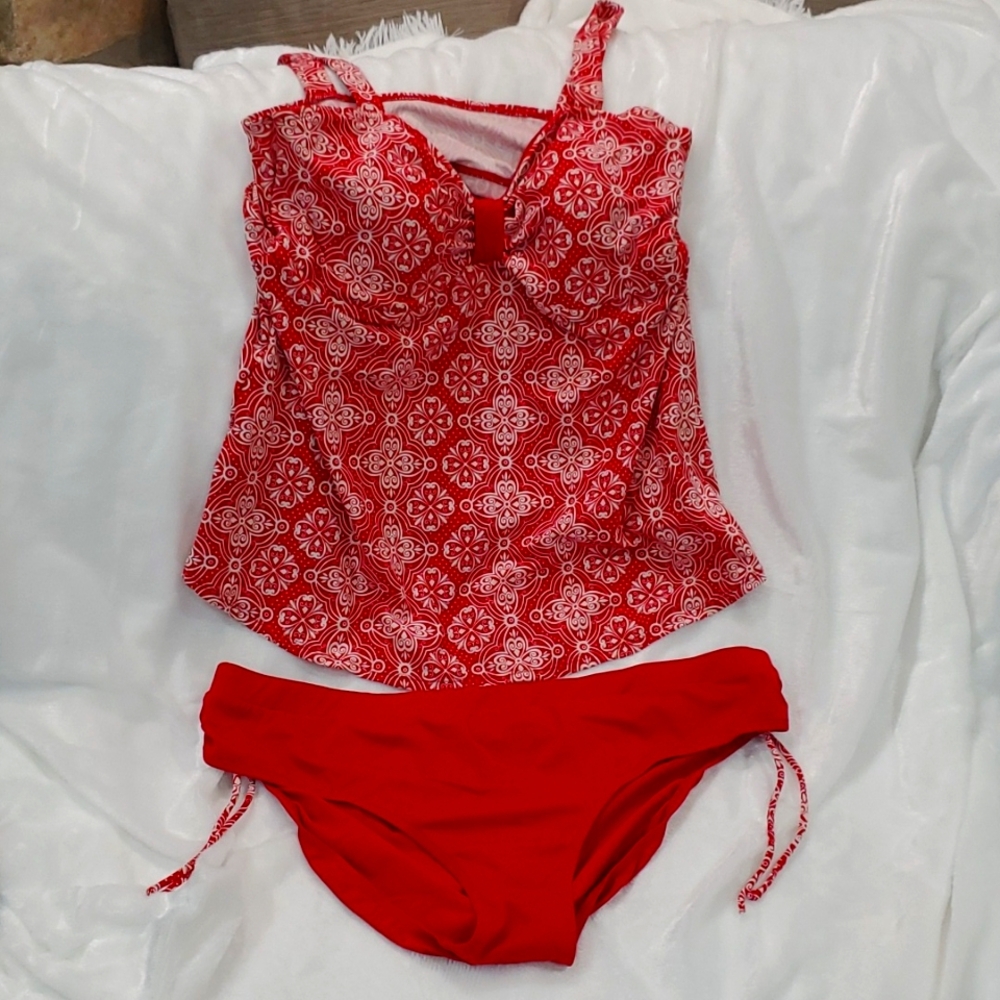 Red w white 2pc swimsuit (maternity) size large